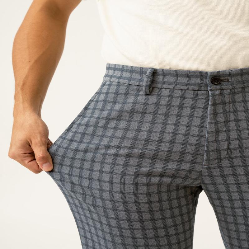 Teal Blue Window Checks Power-Stretch Pants