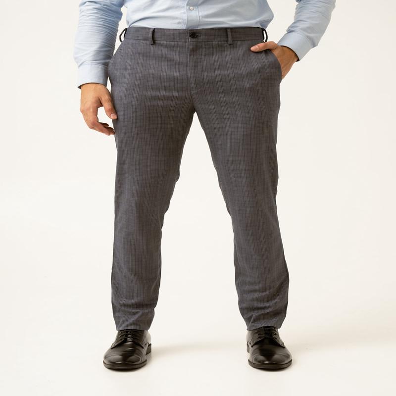 Whisper Grey Checks Formal Pants