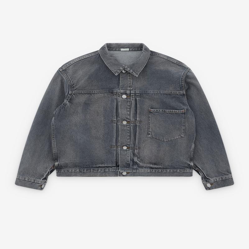 A.Presse - Mens Vintage Gray Denim Jacket - (Gray)