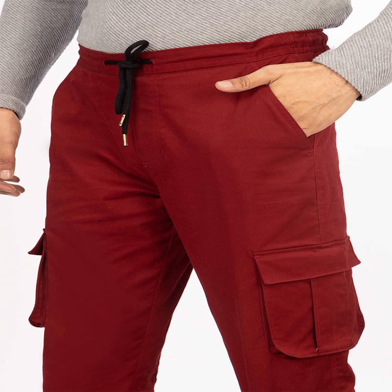 Cherry Red Stretch Cargo Pants