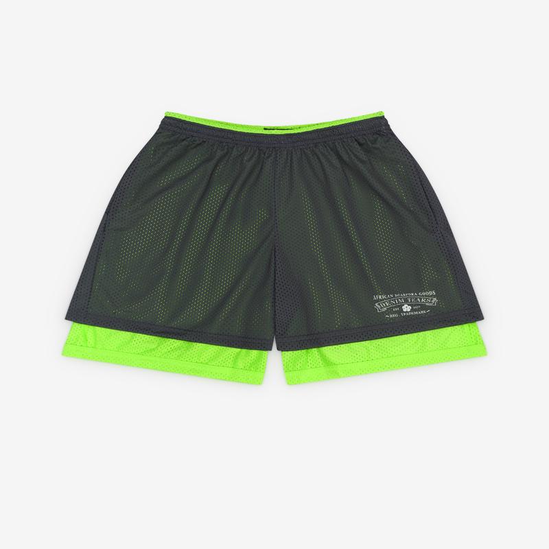 Denim Tears - Mens Double Layer Mesh Short - (Grey/Lime)