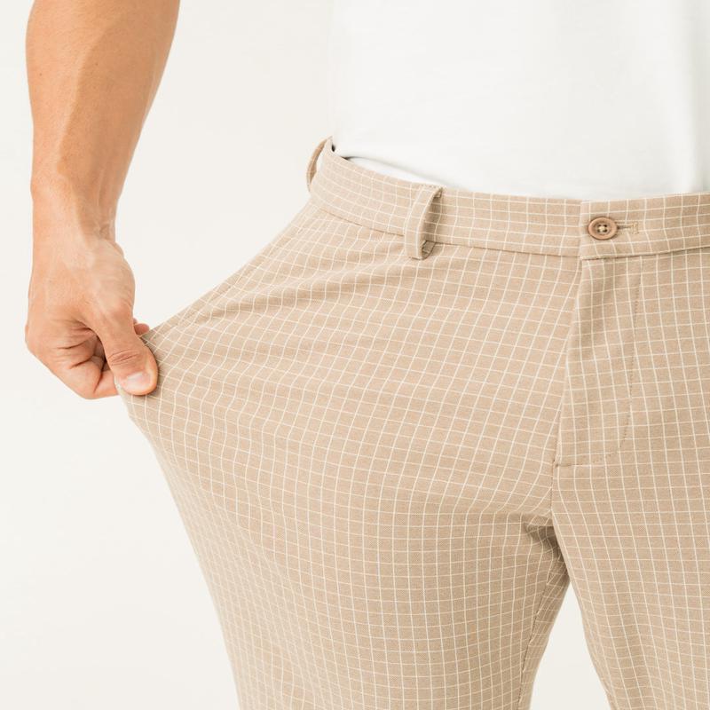 Dune Khaki Checks Power-Stretch Pants