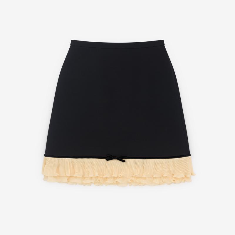 Valentino - Womens Ruffle Plisse Skirt - (Black/Cream)