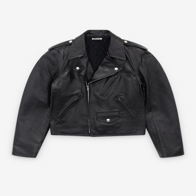 Auralee - Men's Lamb Leather Riders Jacket - (Black)