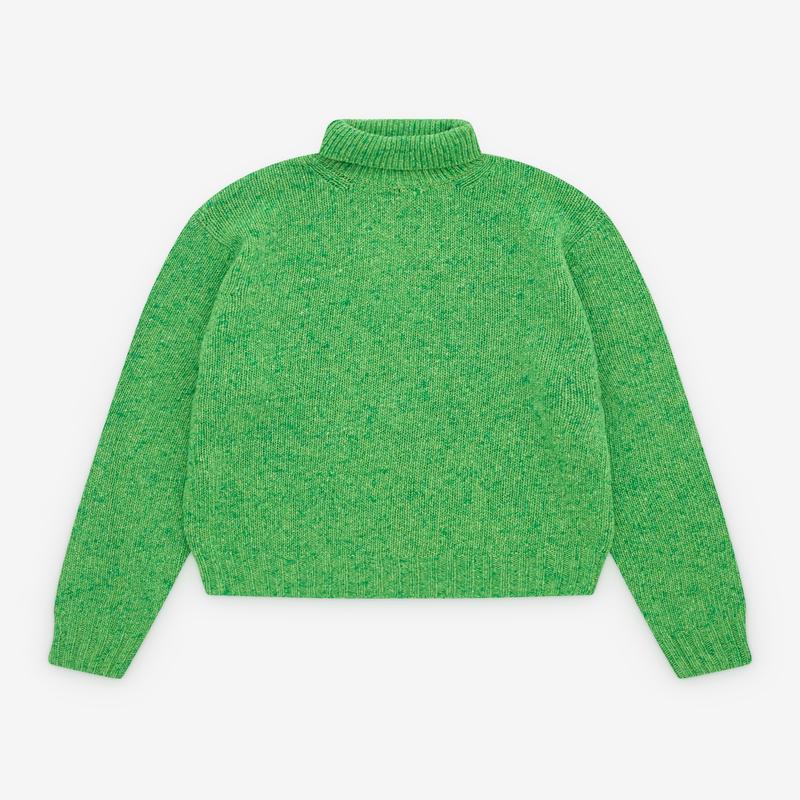 Auralee - Mens Cashmere Mlange Knit Turtle Neck - (Green)