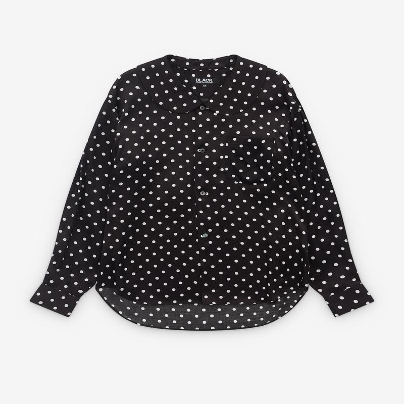 Black Comme des Garons - Round Collar Polka Dot Shirt - (Black)