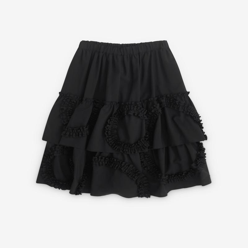 Black Comme des Garons - Tiered Ruffle Applique Skirt - (Black)