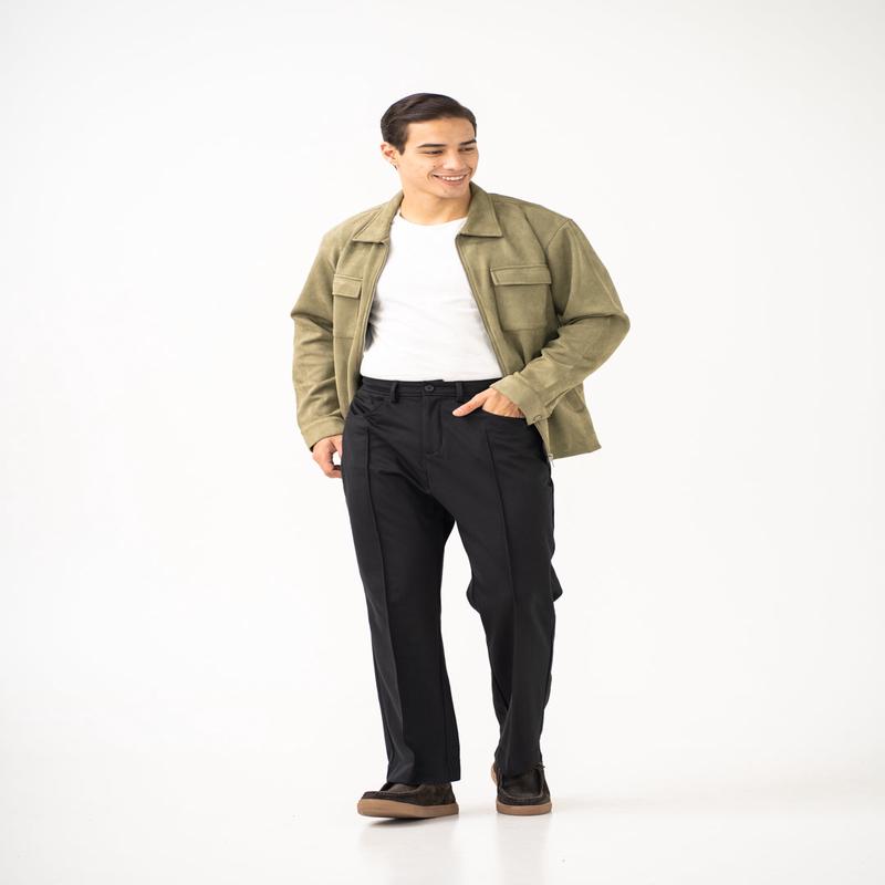 Gothic Black Relaxed Fit Korean Pintuck Pants