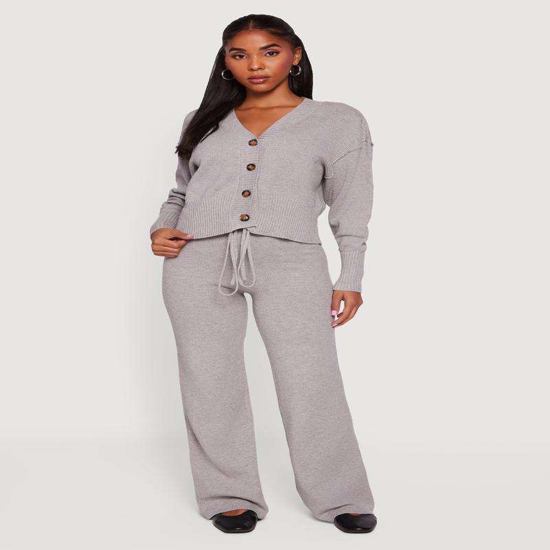 High Wasited Waffle Knit Casual Pants