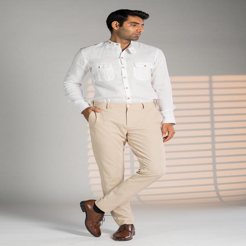 Jaisalmer Khaki Checks Seersucker Pants