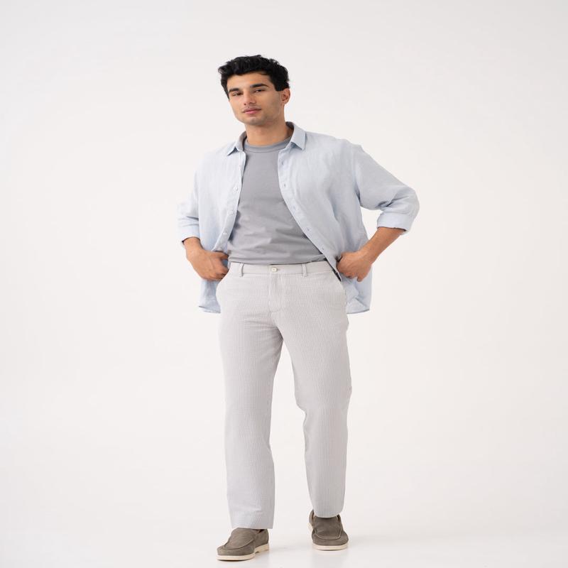 Luna Grey Stripes Seersucker Pants