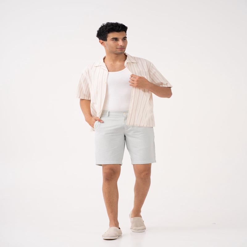 Meadow Green Stripes Seersucker Chino Shorts