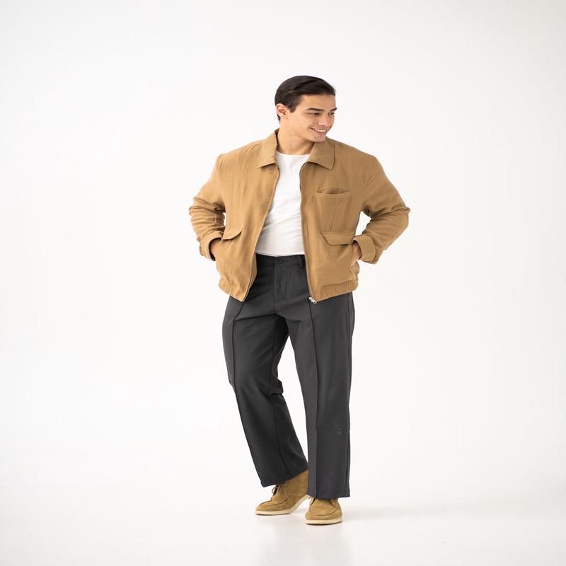 Pewter Grey Relaxed Fit Korean Pintuck Pants