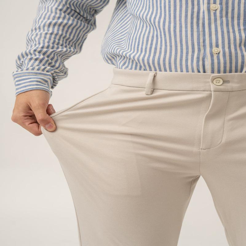 Soft Cream Slim Fit Power Stretch Pants