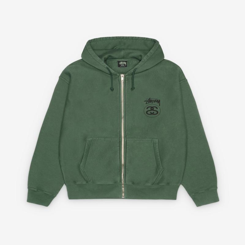 Stssy - Stock Link Zip Hoodie Pigment Dyed - (Pine)