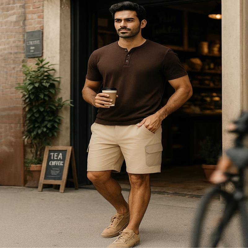 Brew Beige Relaxed Fit Cargo Sweatshorts