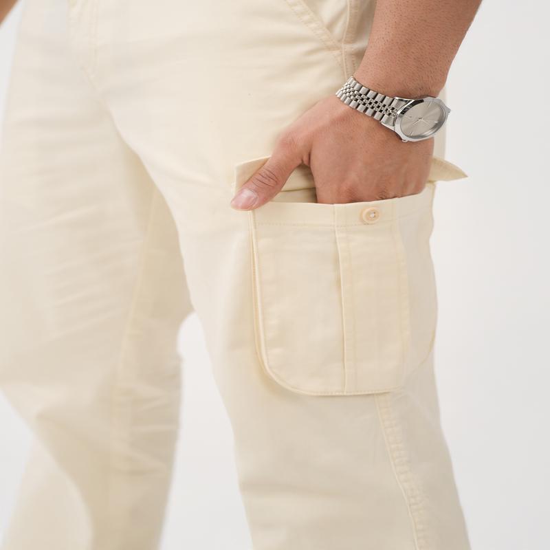Burl Beige Relaxed Fit Stretch Cargo Pants
