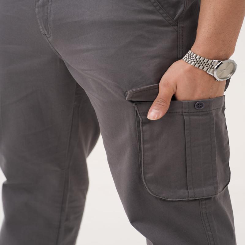 Cave Grey Relaxed Fit Stretch Cargo Pants