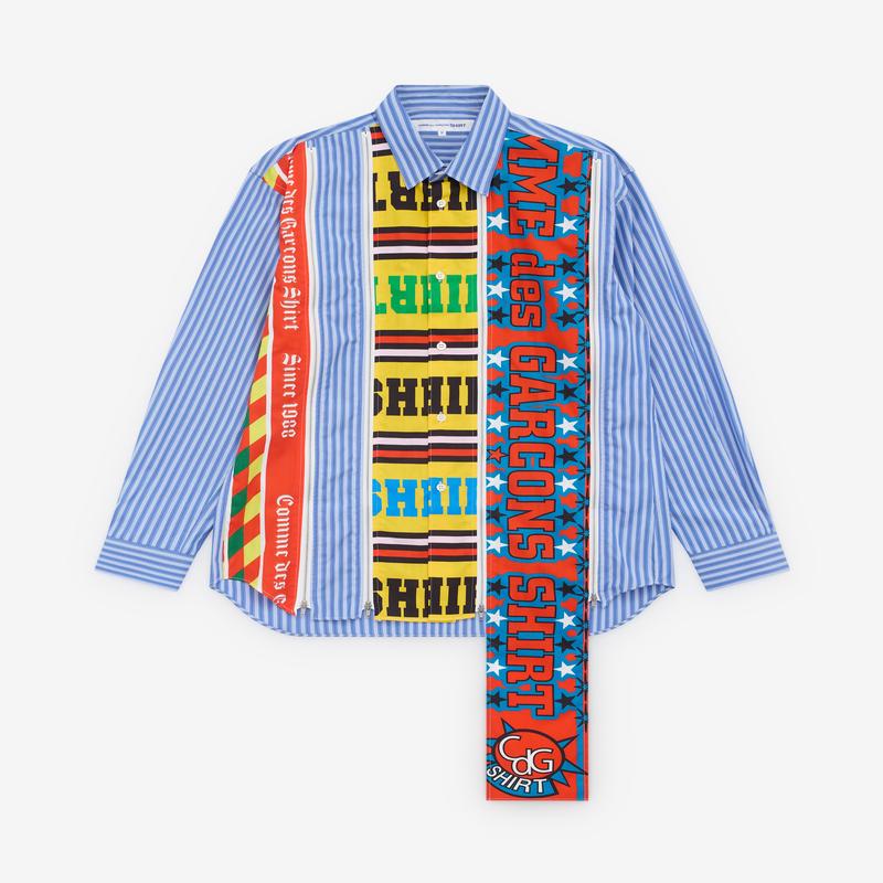 CDG Shirt - Men's Zip Football Scarf Shirt - (Blue/Multi)