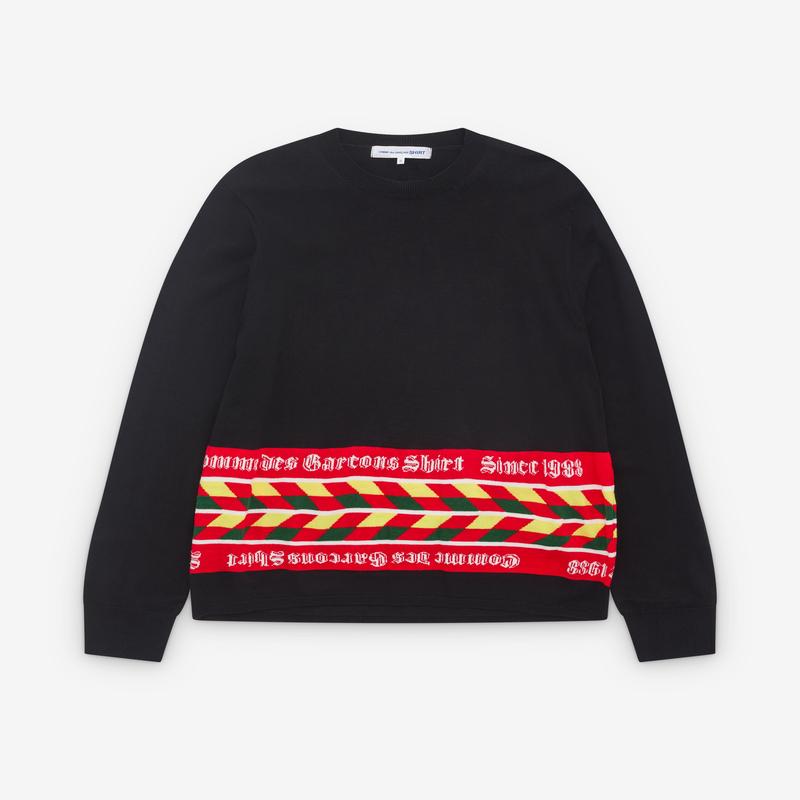 CDG Shirt - Mens Football Scarf Knitted Sweater - (Black)