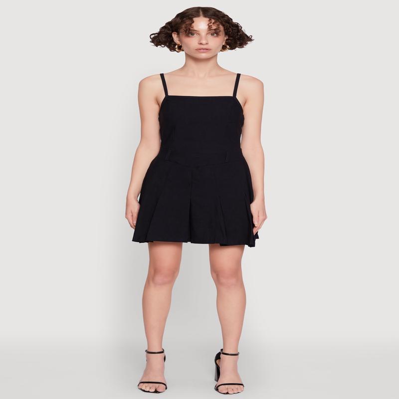 Chic Sleeveless Pleated Skater Dress