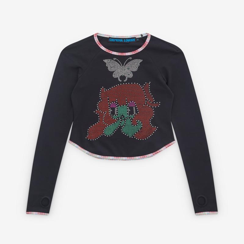 Chopova Lowena - Womens Tiny Crystal Jersey Top - (Black)