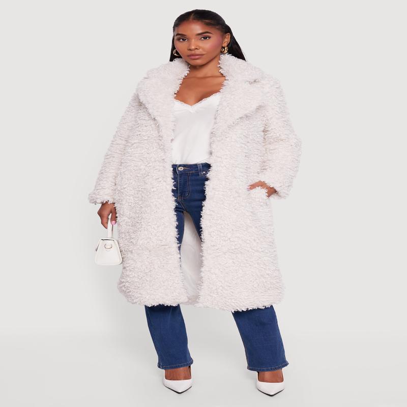 Collared Teddy Coat with Pockets