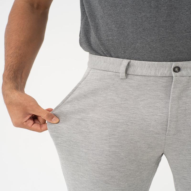 Lichen Grey Twill Slim Fit Power Stretch Pants