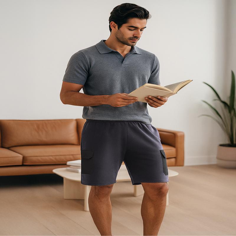 Lint Grey Relaxed Fit Cargo Sweatshorts