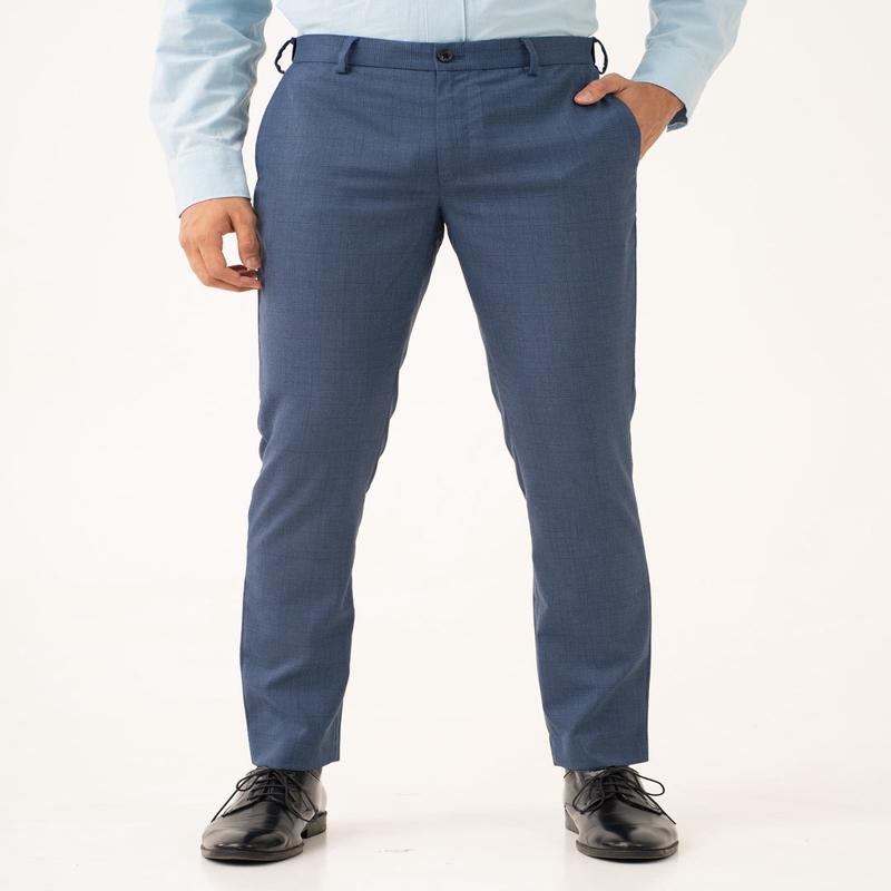 Mirage Blue Checks Stretch Formal Pants