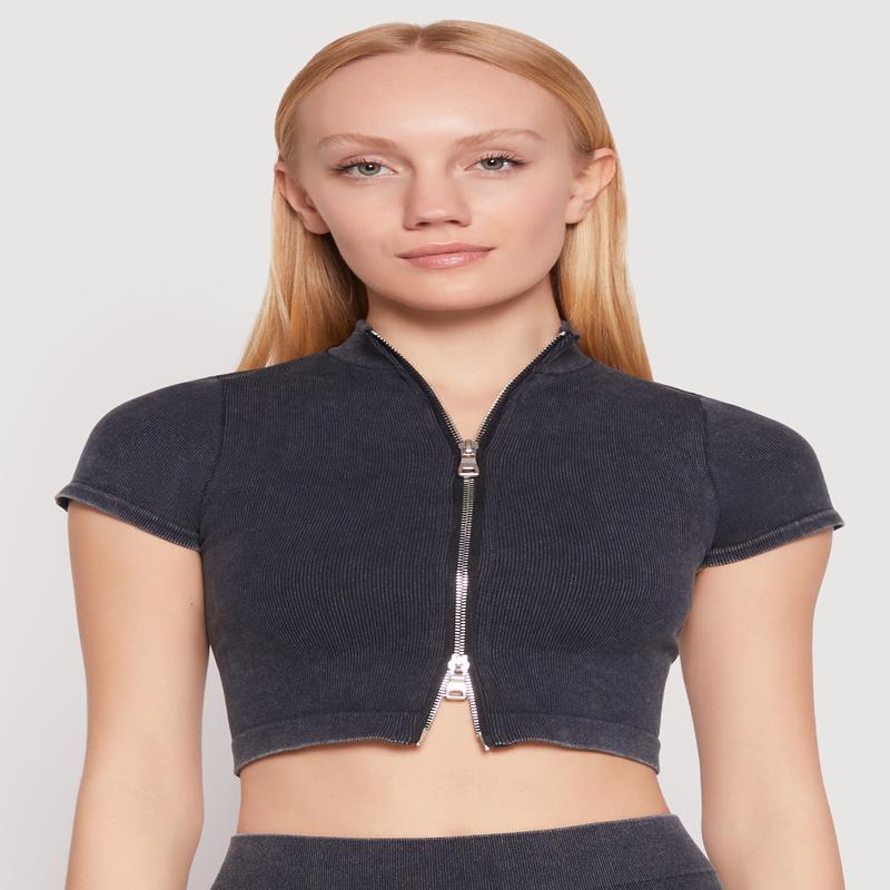 Seamless Mineral Wash Crop Top