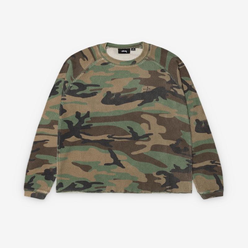Stssy - Mens Raglan Thermal Basic Stock - (Woodland Camo)