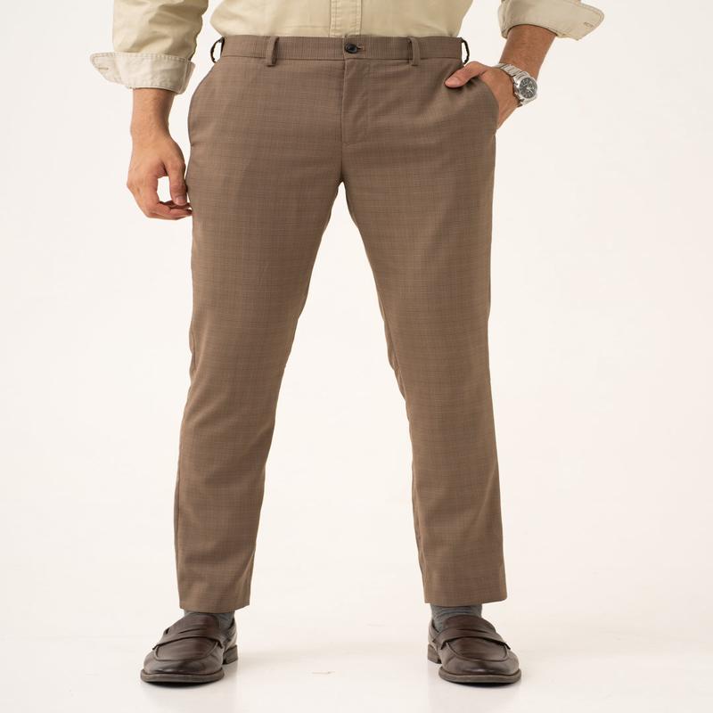 Tavian Khaki Houndstooth Stretch Formal Pants