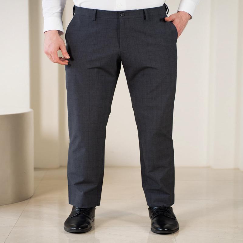 Analyst Grey Checks Relaxed Fit Stretch Formal Pants