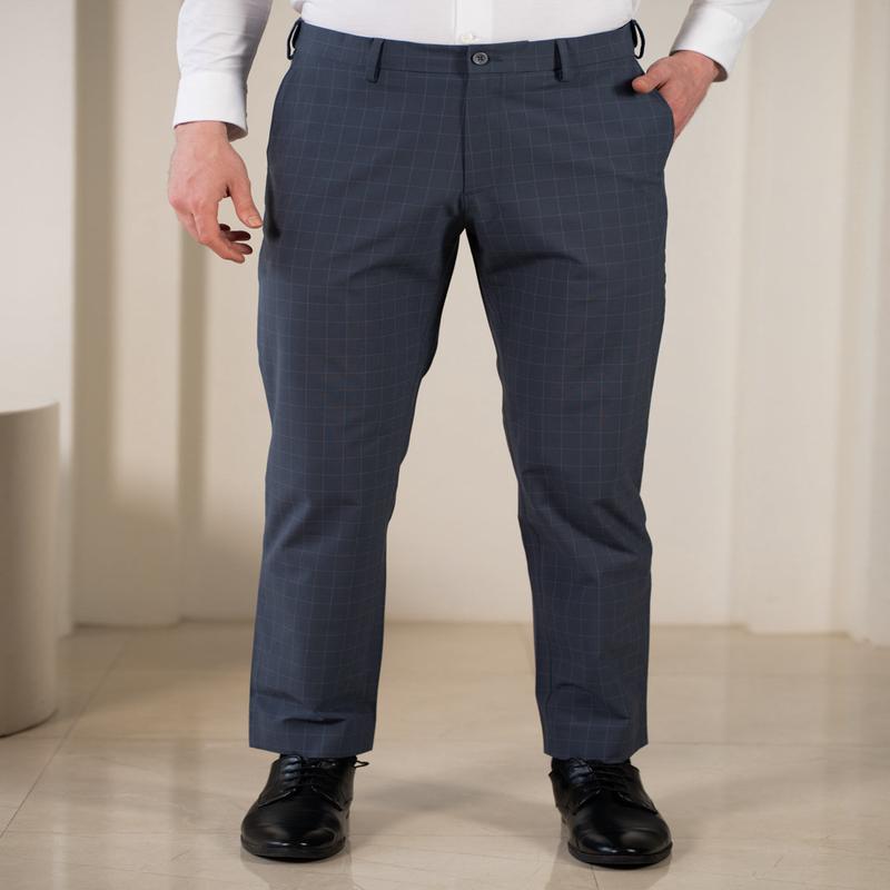 Architect Grey Checks Relaxed Fit Stretch Formal Pants
