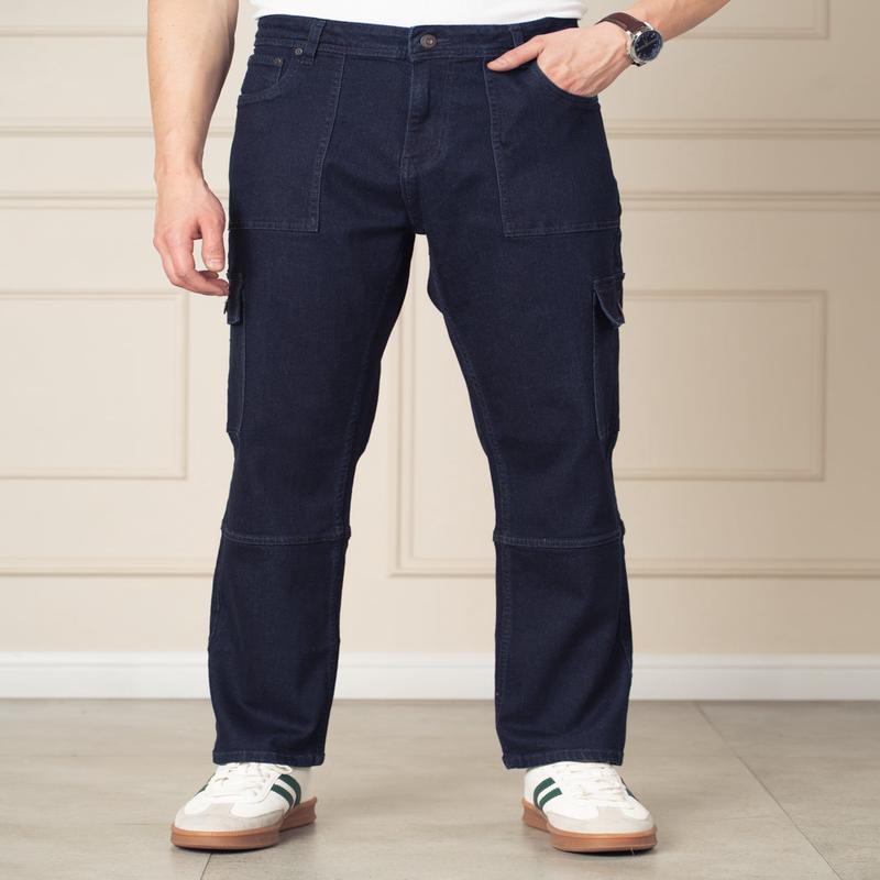 Depth Blue Relaxed Fit Denim Cargos