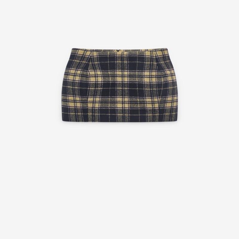 Duran Lantink - Women's Padded Tartan Mini Skirt - (Yellow Tartan)
