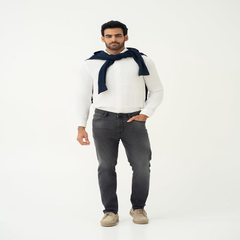 Edge Grey Whiskered Slim Fit Jeans