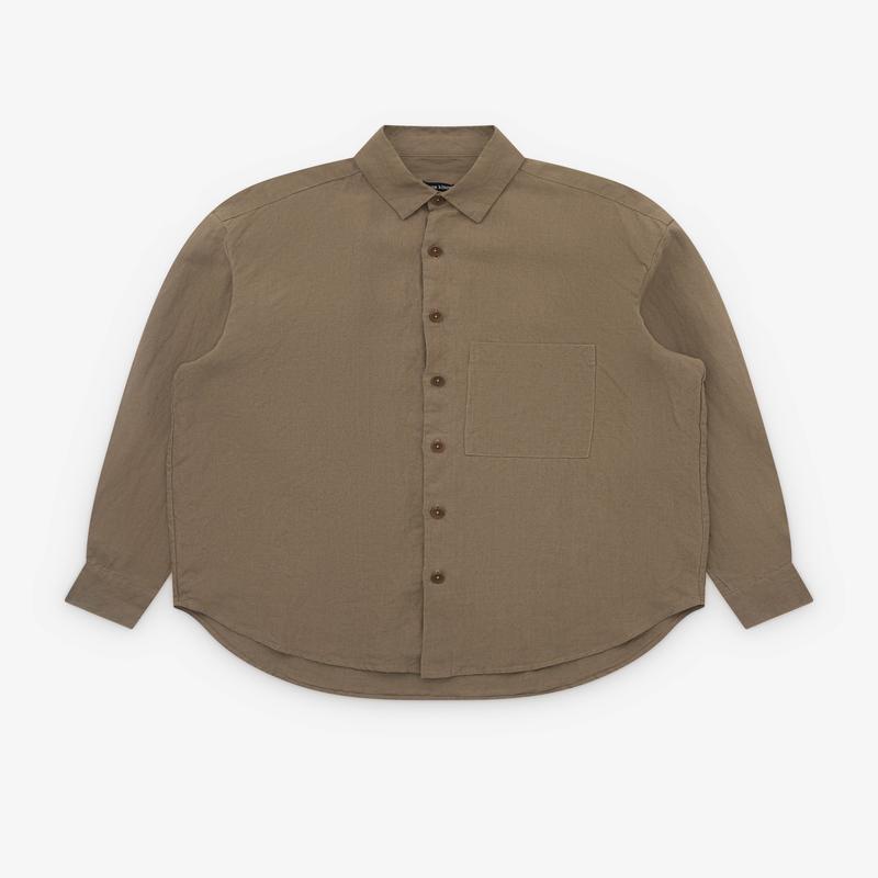 Evan Kinori - Mens Big Shirt - (Dark Beige)