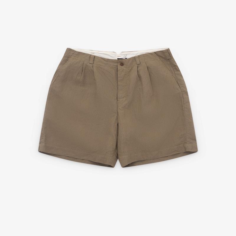 Evan Kinori - Mens Two Pleat Shorts - (Dark Beige)