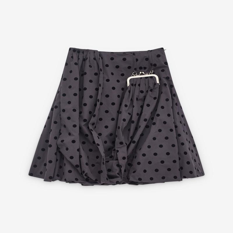 Rokh - Womens Purse Midi Skirt - (Black Dot)