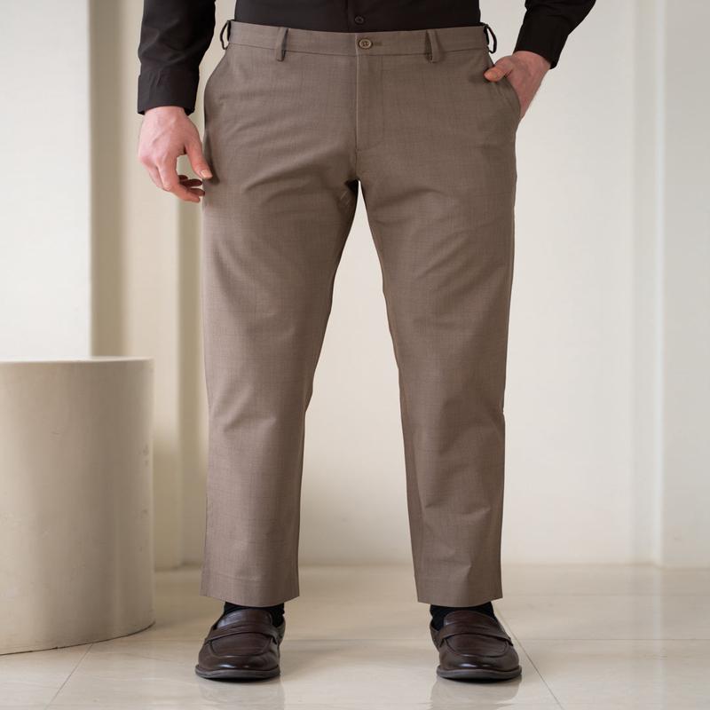 Sahara Brown Checks Relaxed Fit Stretch Formal Pants