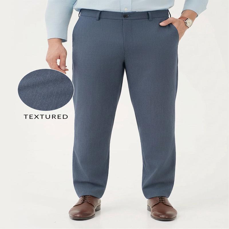 Solace Blue Luxury Twill Relaxed Fit Stretch Formal Pants