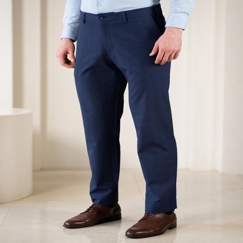 Strategist Blue Checks Relaxed Fit Stretch Formal Pants
