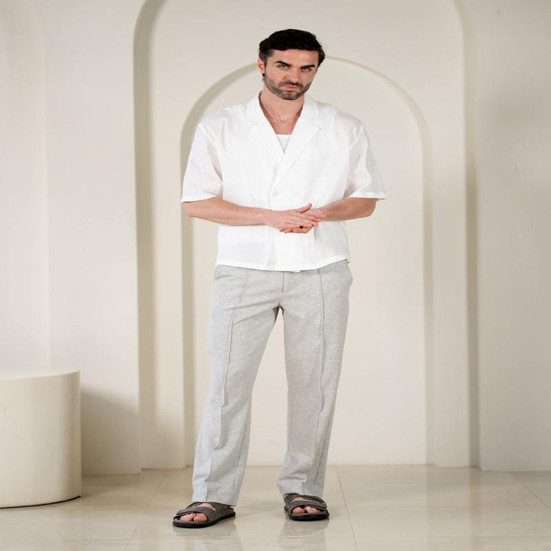Aurest Grey Relaxed Fit Power Stretch Korean Pintuck Pants