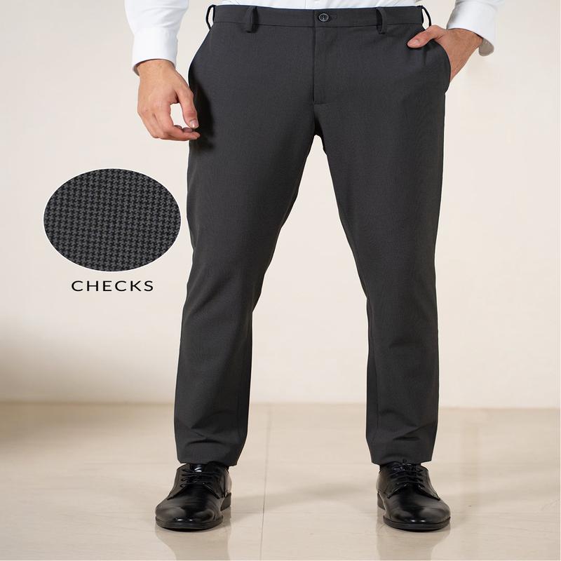 Shepherd Grey Houndstooth Slim Fit Stretch Formal Pants