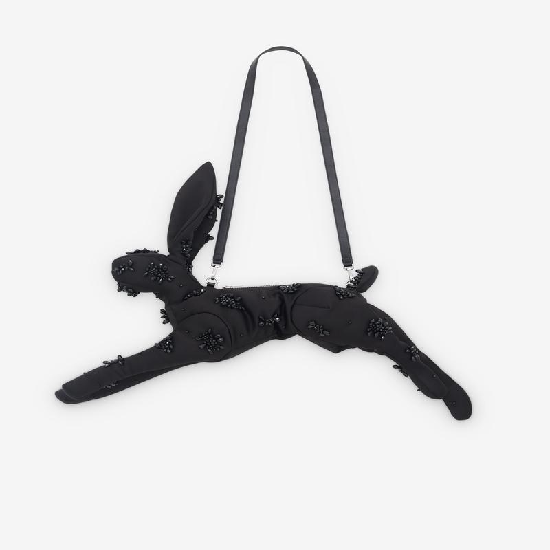 Simone Rocha - Womens Turbo Satin Hare Crossbody Bag - (Black/Jet)