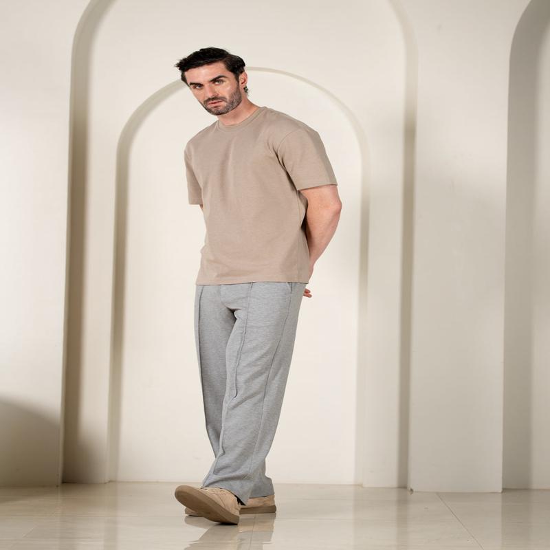 Tharn Grey Relaxed Fit Power Stretch Korean Pintuck Pants