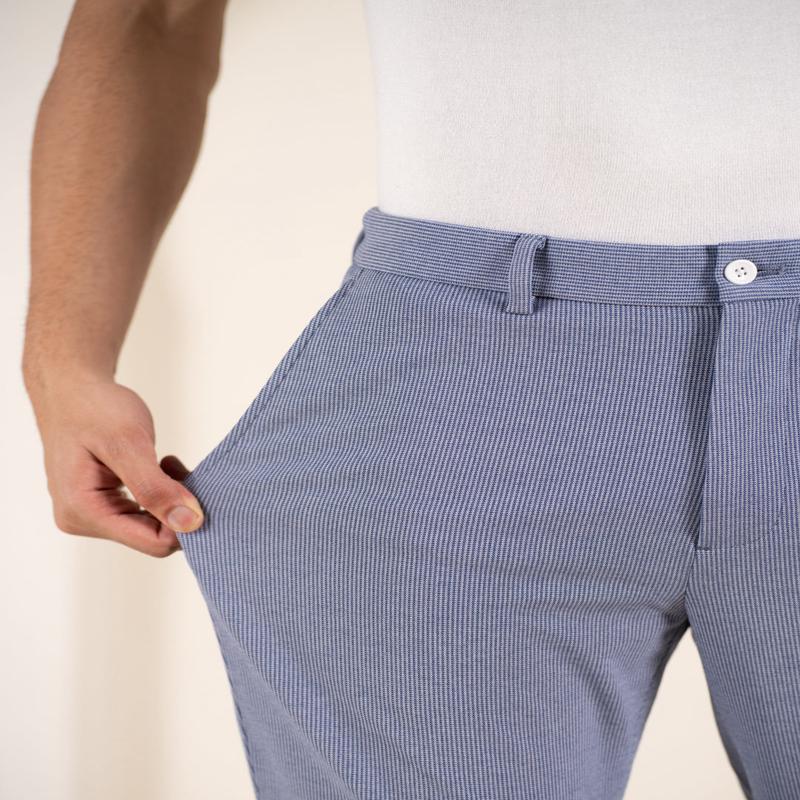 Bassline Blue Houndstooth Slim Fit Power Stretch Pants