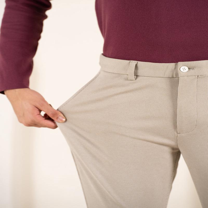 Contour Khaki Houndstooth Slim Fit Power Stretch Pants